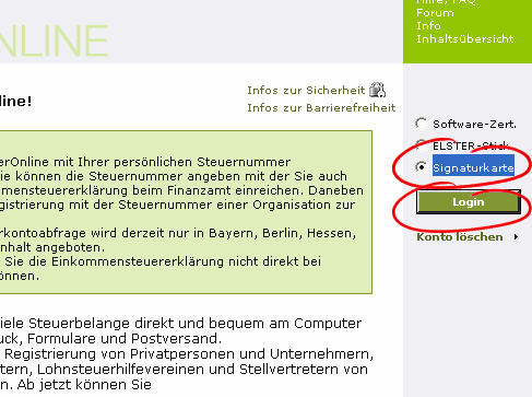 aktivierung elster online portal